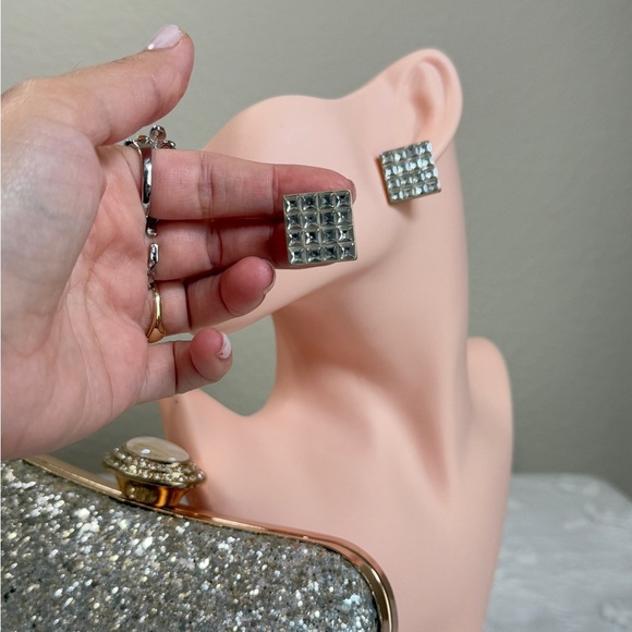 ✨ Square Crystal Stud Earrings — Modern Chic, Gold Plated, Statement Zirconia - Picture 8 of 8